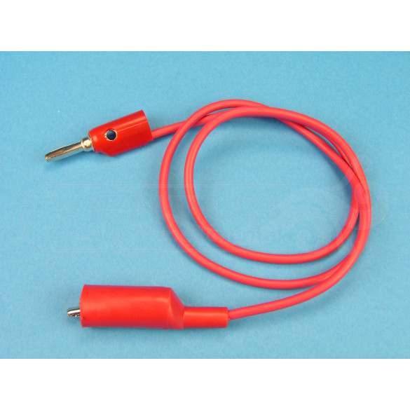 Cable banana 4 mm - pinza rojo, 60cm