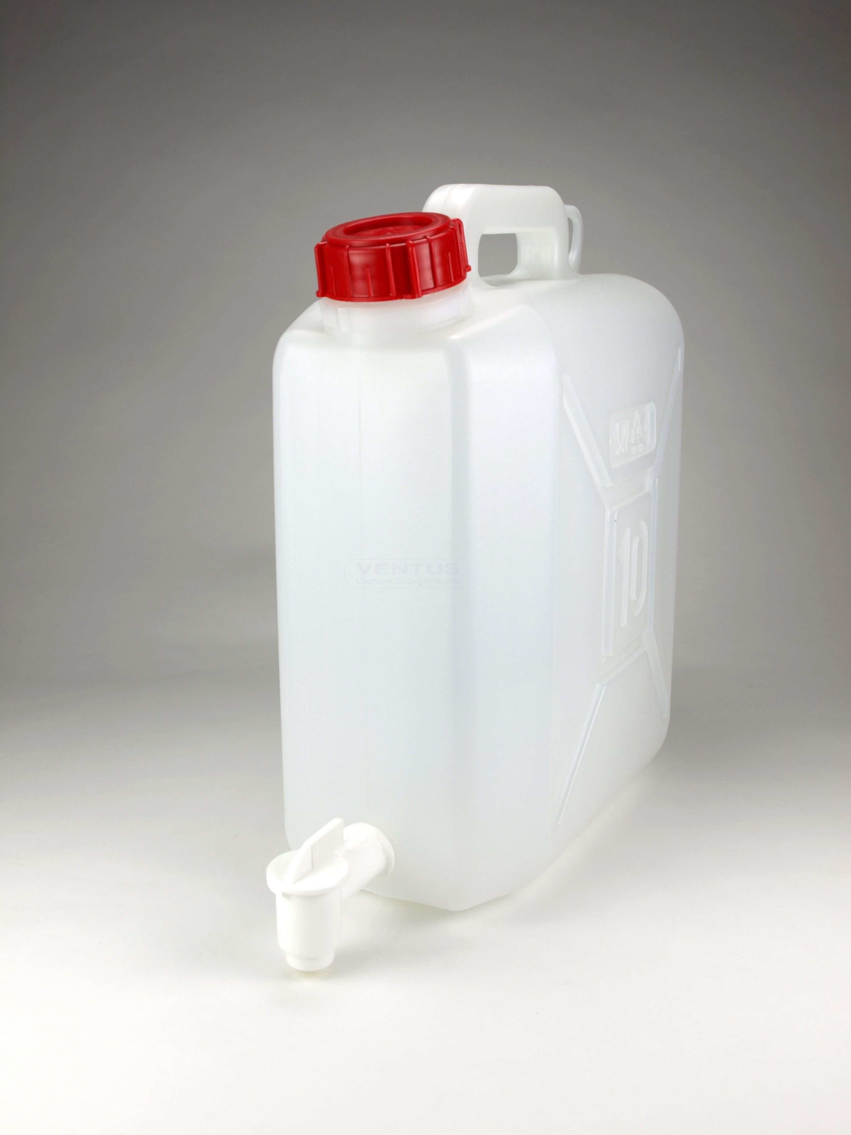 Bidón con tapón rosca y grifo, 10 l.