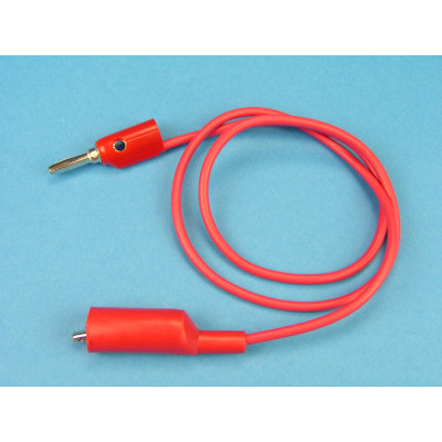 Cable banana 4 mm - pinza rojo, 60cm